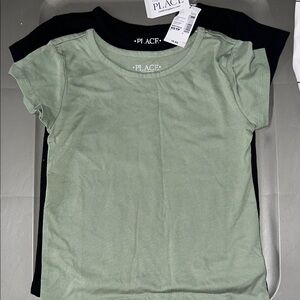 Children's Place Short Sleeve Tee Set - Sage Green & Black